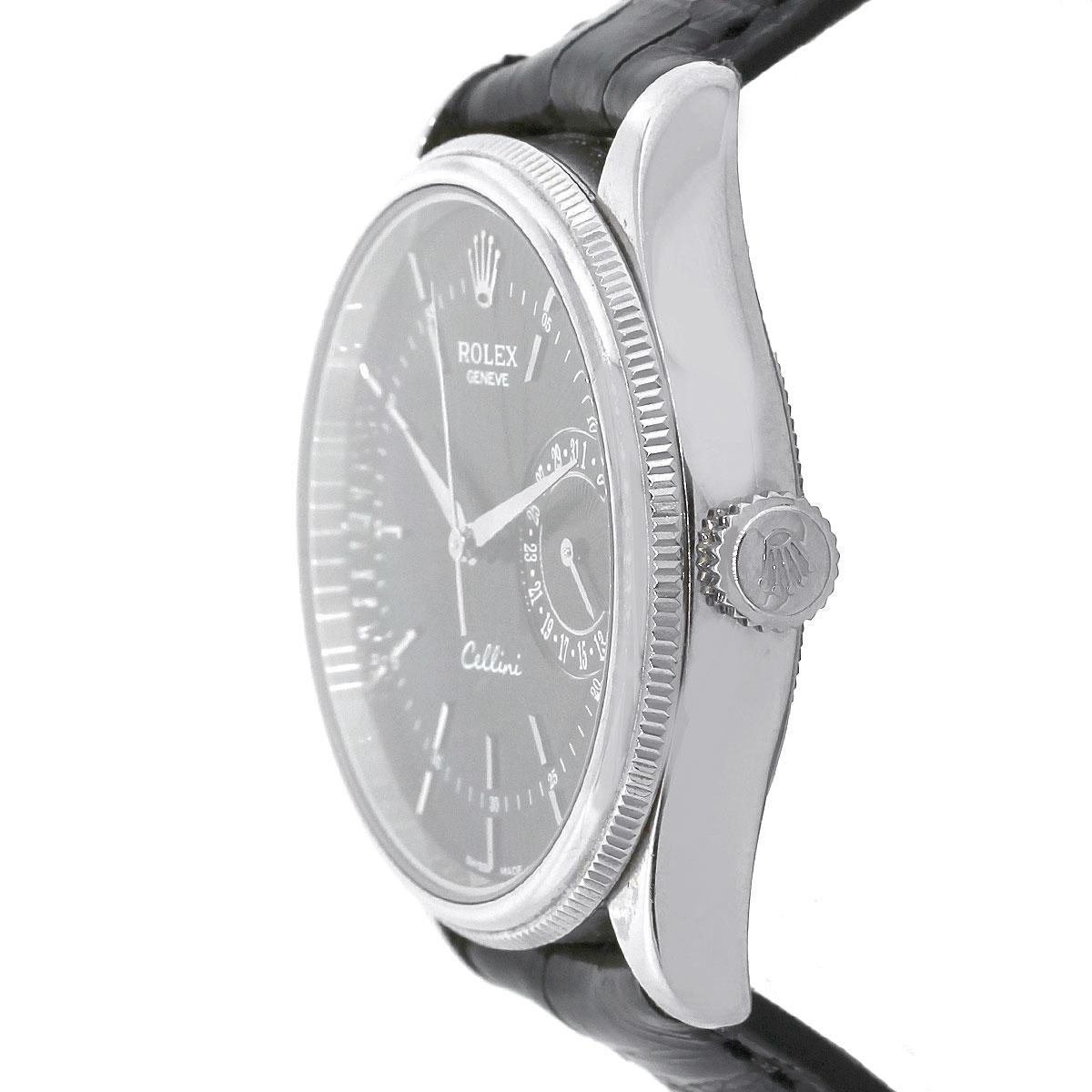 Rolex 50519 Cellini Black Dial Guilloche Watch In Excellent Condition In Boca Raton, FL