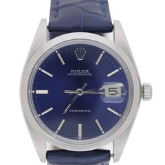 Rolex 6694 Oysterdate Precision Blue Sunburst Dial 34mm Watch