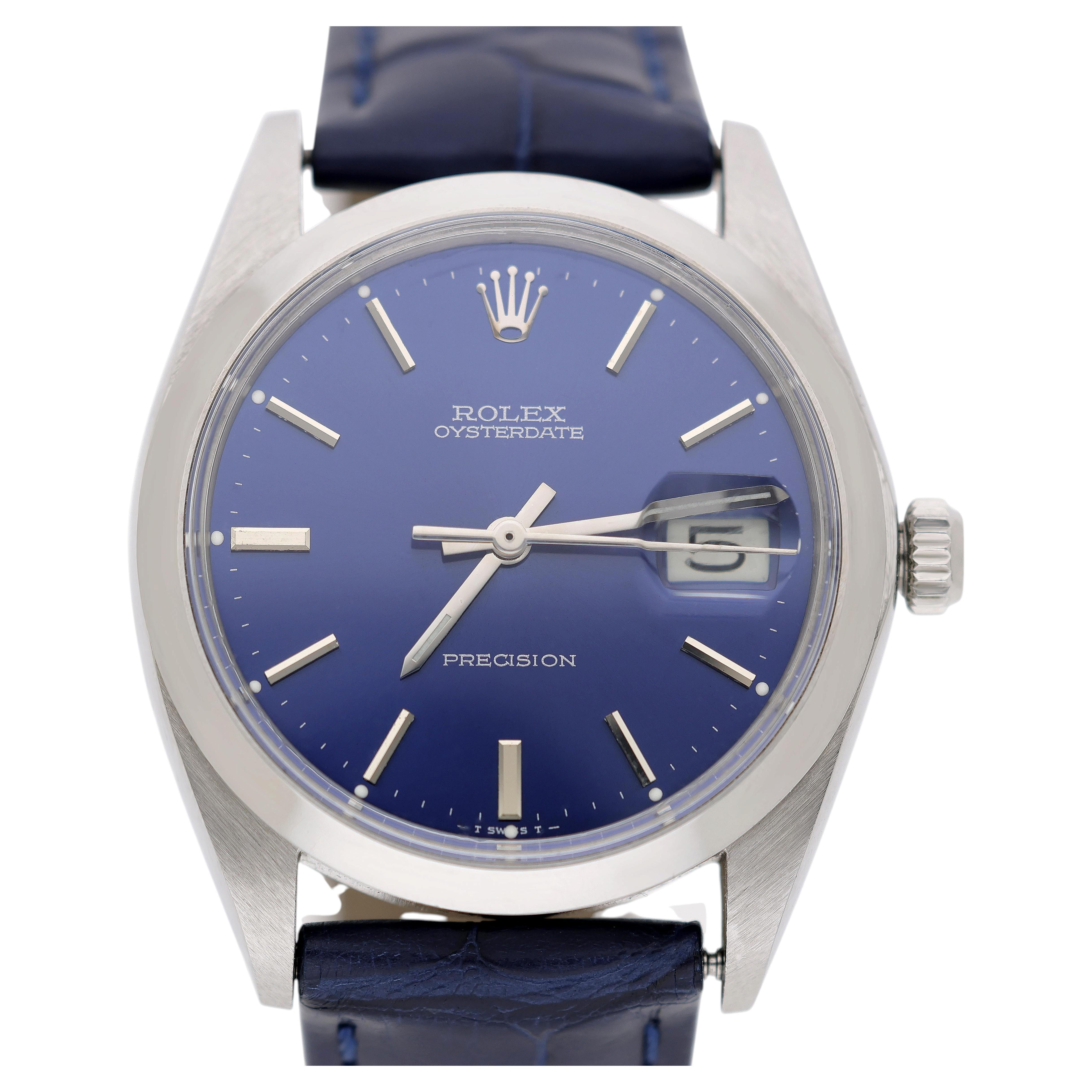 Montre Rolex 6694 Oysterdate Precision Blue Sunburst Dial 34mm