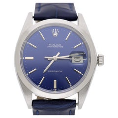 Rolex 6694 Oysterdate Precision Blue Sunburst Dial 34mm Watch