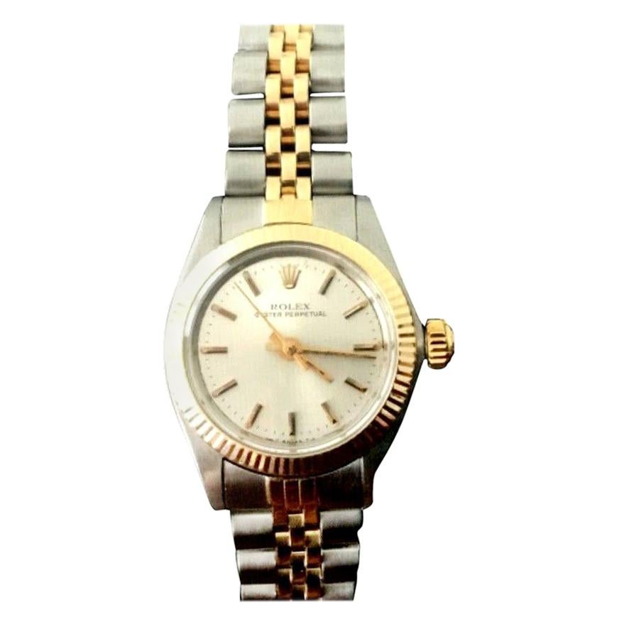 Rolex 6719 Ladies Oyster Perpetual 18 Karat Gold and Stainless Steel Watch