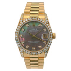 Vintage Rolex 68238 Midsize Factory Diamond Lugs & Bezel. Customized MOP Diamond Dial