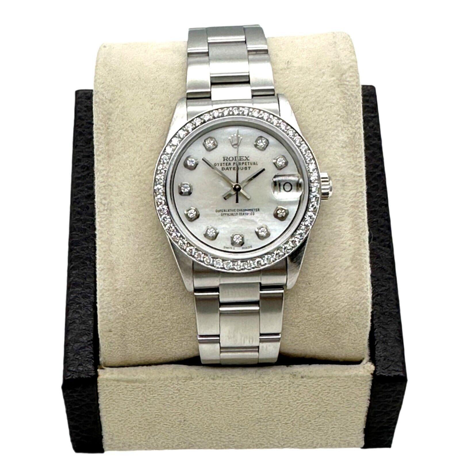 Rolex 68240 Midsize Datejust Weiß MOP Diamant Zifferblatt Diamant-Lünette Edelstahl 31mm (Rundschliff)