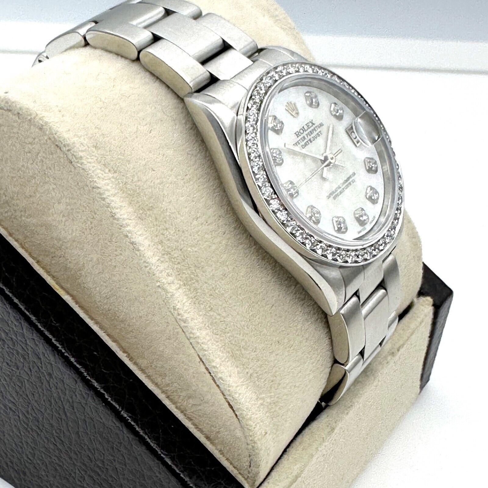 Rolex 68240 Midsize Datejust Weiß MOP Diamant Zifferblatt Diamant-Lünette Edelstahl 31mm Damen
