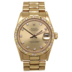 Rolex 68258 Datejust Champagne Diamond Dial Watch 18 Karat in Stock
