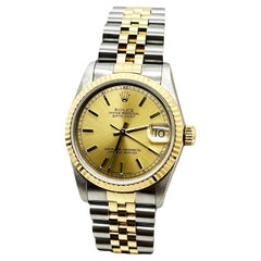 Vintage Rolex 68273 Datejust Midsize 31mm Champagne Dial 18K Yellow Gold Stainless Steel