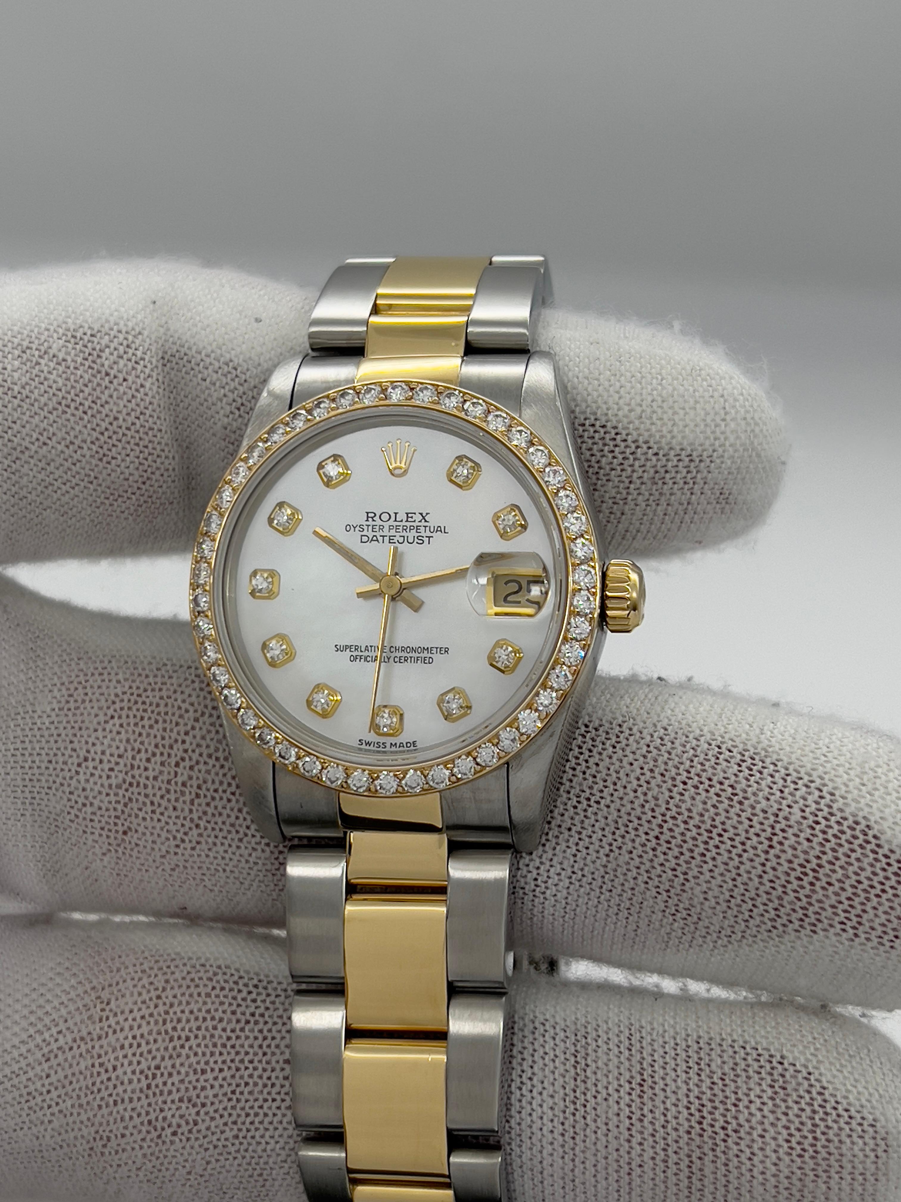 Rolex 68273 Midsize 31mm Datejust MOP Diamond Dial Diamond Bezel 18K Gold Steel 2
