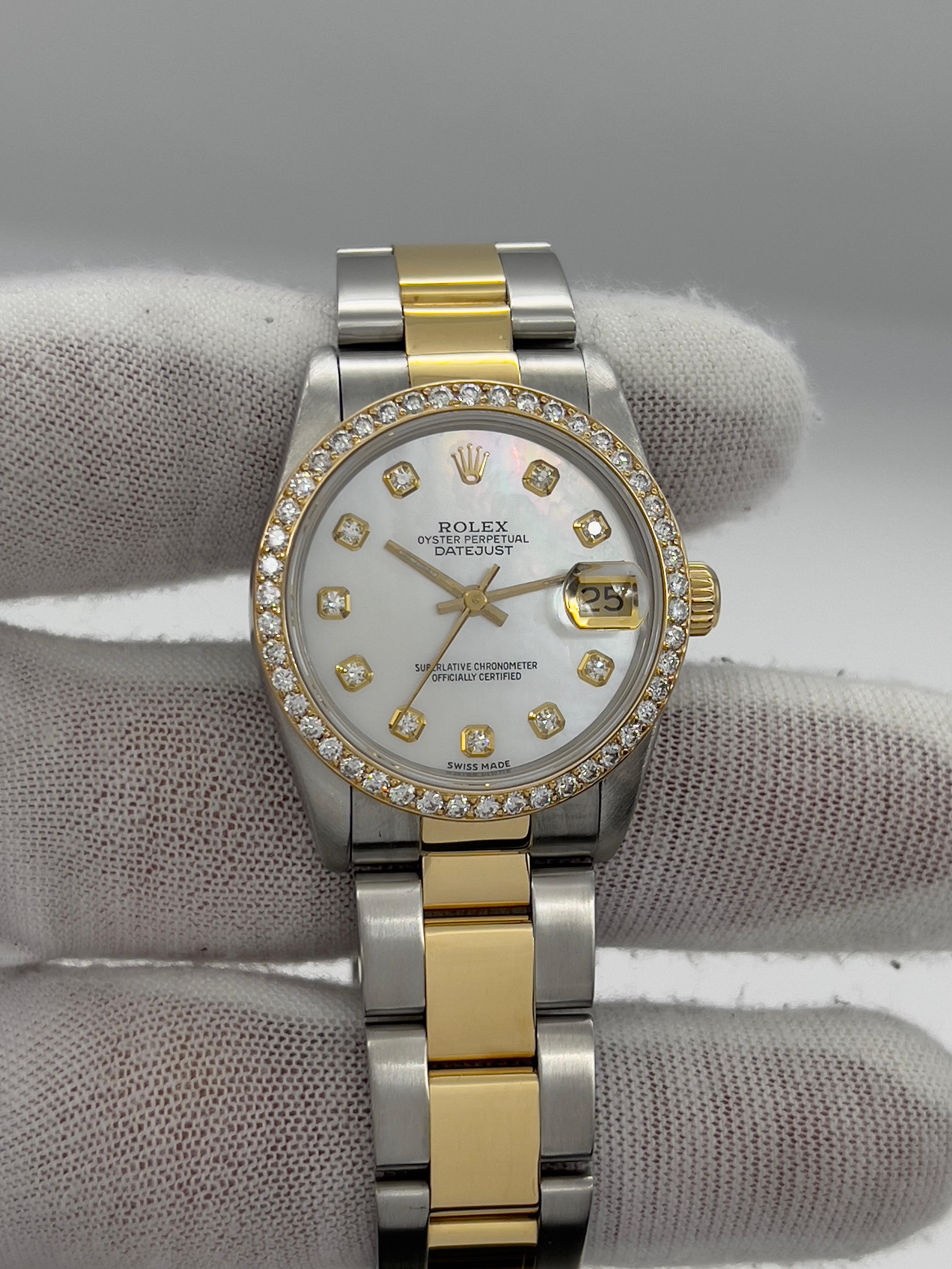 Rolex 68273 Midsize 31mm Datejust MOP Diamond Dial Diamond Bezel 18K Gold Steel 3