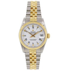 Rolex 68273 Midsize Datejust White Roman Dial Two Tone Wrist Watch