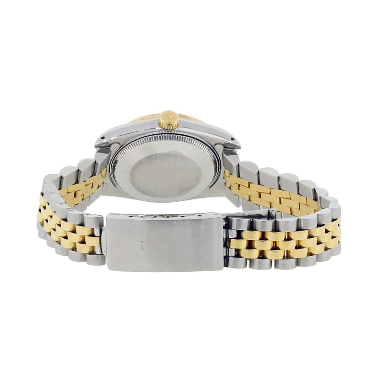 Rolex 68273 Midsize Datejust White Roman Dial Two Tone Wrist Watch In Excellent Condition In Boca Raton, FL