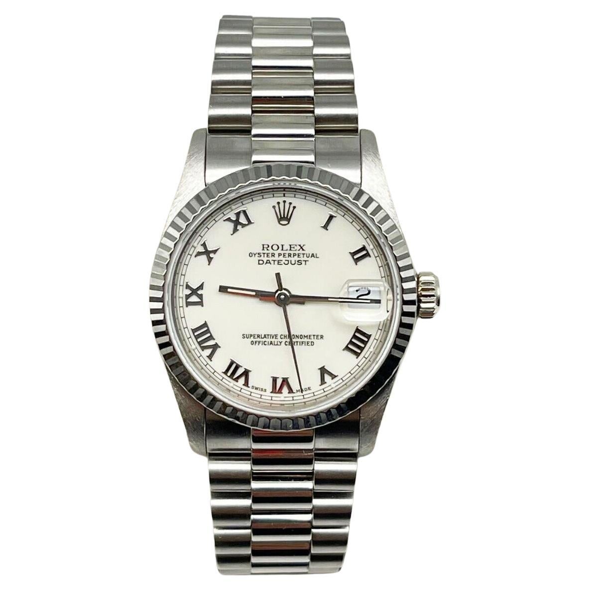 Rolex 68279 Midsize Ladies President Datejust 18K White Gold