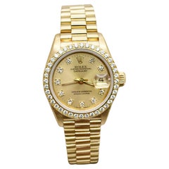 Rolex 69138 Ladies President Factory Esfera y bisel de diamantes Caja de oro de 18 quilates Papel