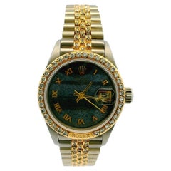 Rolex 69149 18k Weiß & Gelb Gold Pavé Zentrum Links Diamant Lünette Ferrit Zifferblatt