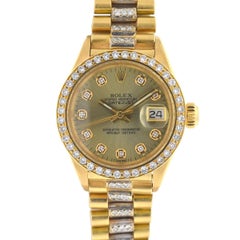 Antique Rolex 6917 18 Karat Gold Ladies President Diamond Watch