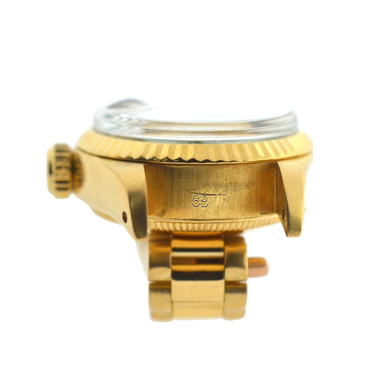 Rolex 6917 18 Karat Yellow Gold Ladies Malachite Dial Datejust President Watch 3