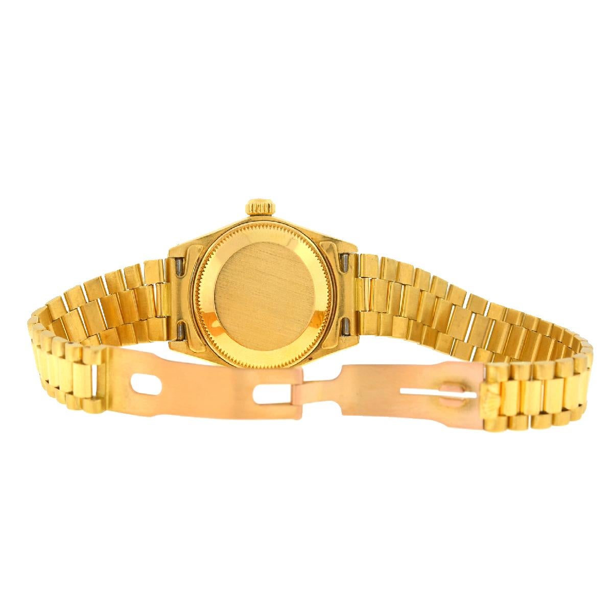 Rolex 6917 18 Karat Yellow Gold Ladies Malachite Dial Datejust President Watch 2