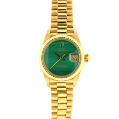 Vintage Rolex 6917 18 Karat Yellow Gold Ladies Malachite Dial Datejust President Watch