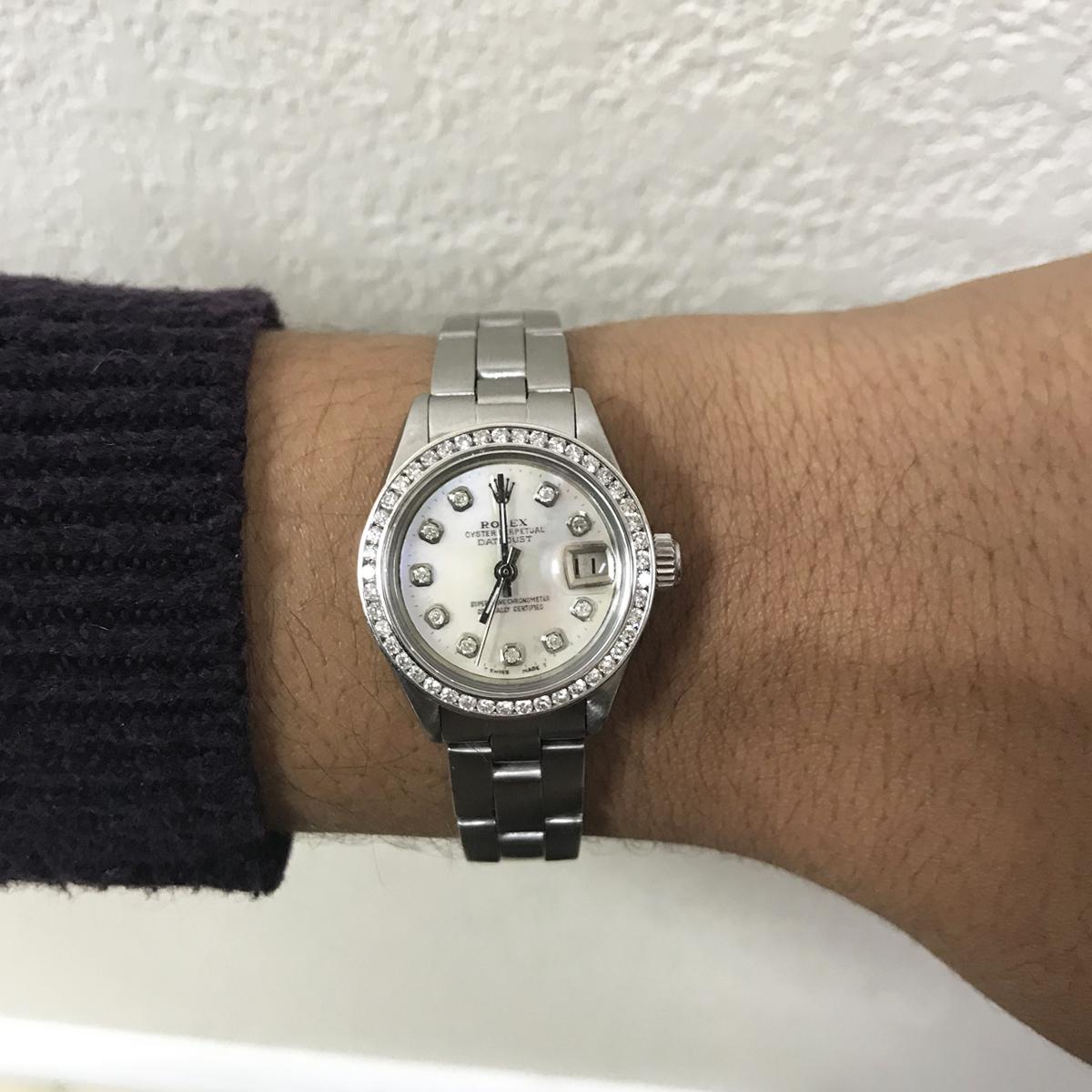 Rolex 6917 Datejust Aftermarket Mother of Pearl Diamond Dial and Bezel Watch 3