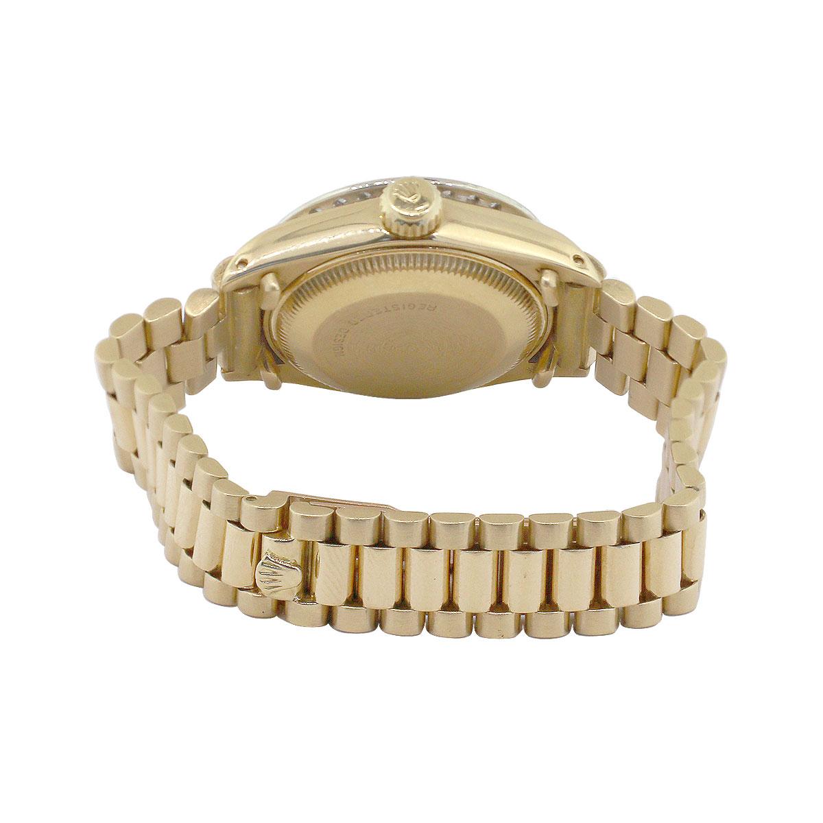 Round Cut Rolex 6917 Datejust Champagne Dial Diamond Bezel Watch