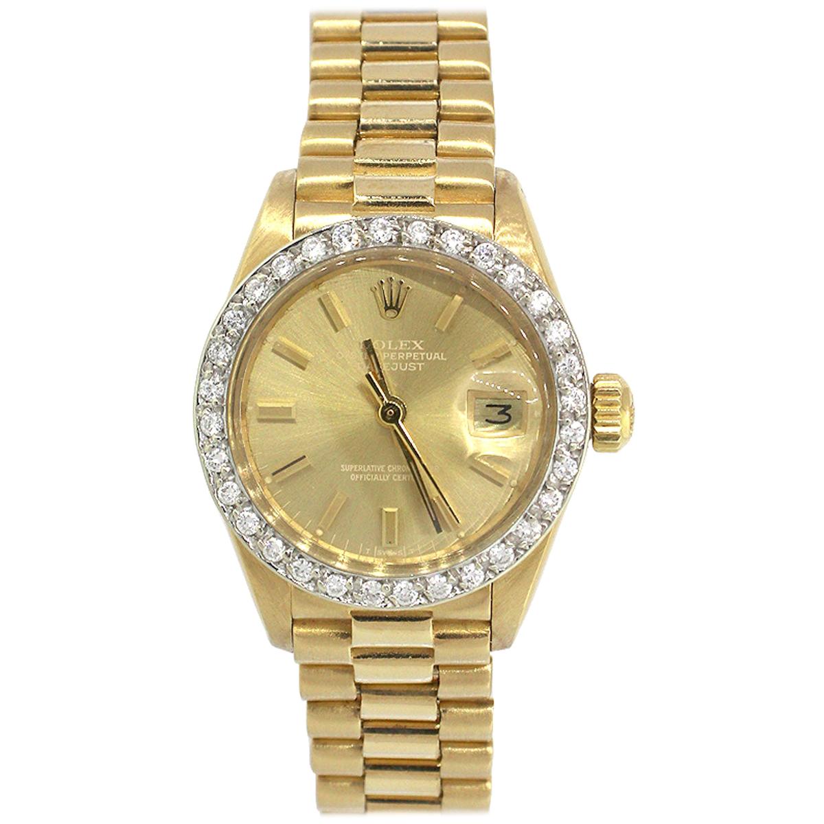 Rolex 6917 Datejust Champagne Dial Diamond Bezel Watch