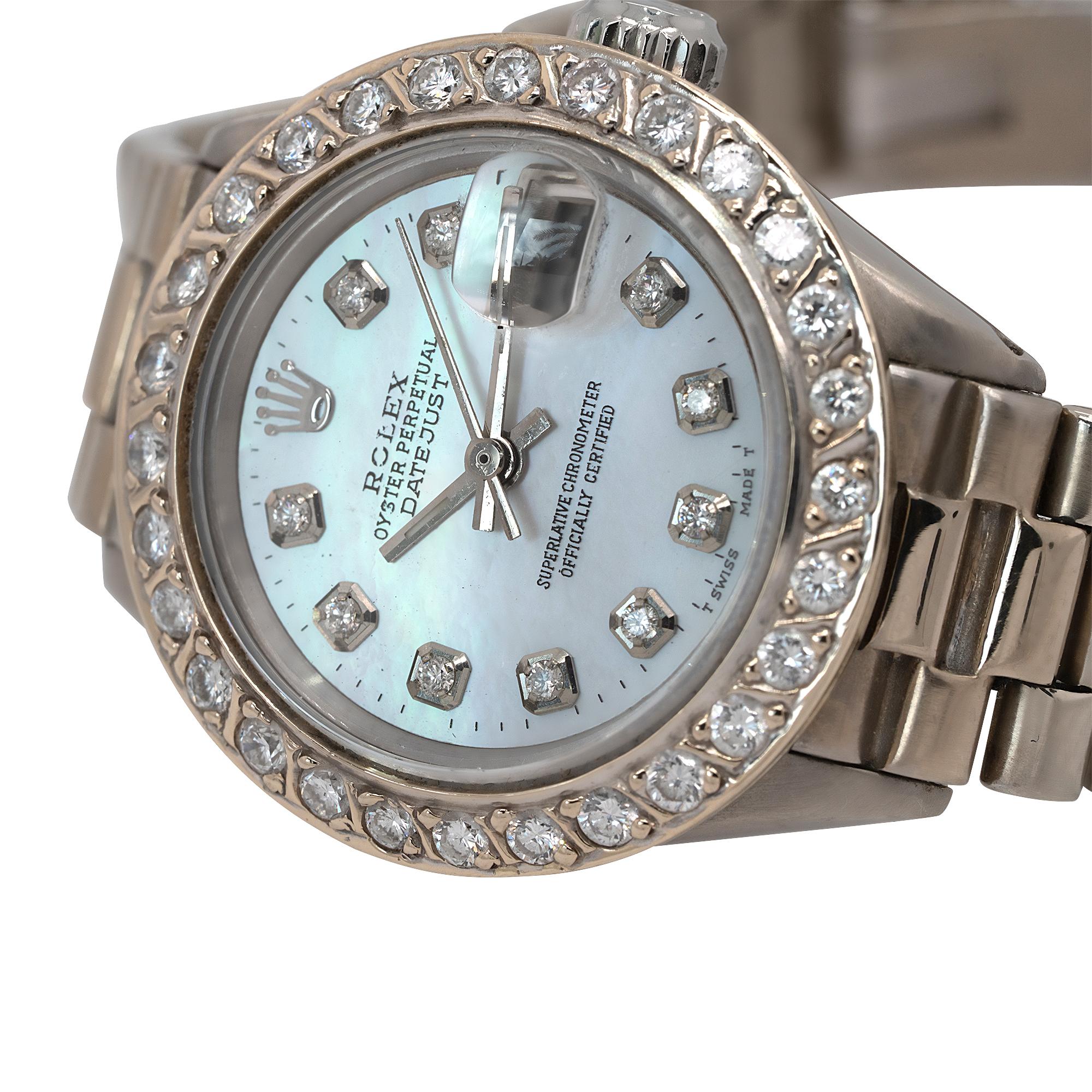 Women's Rolex 6917 Datejust Mother of Pearl Dial and Diamond Bezel Ladies For Sale