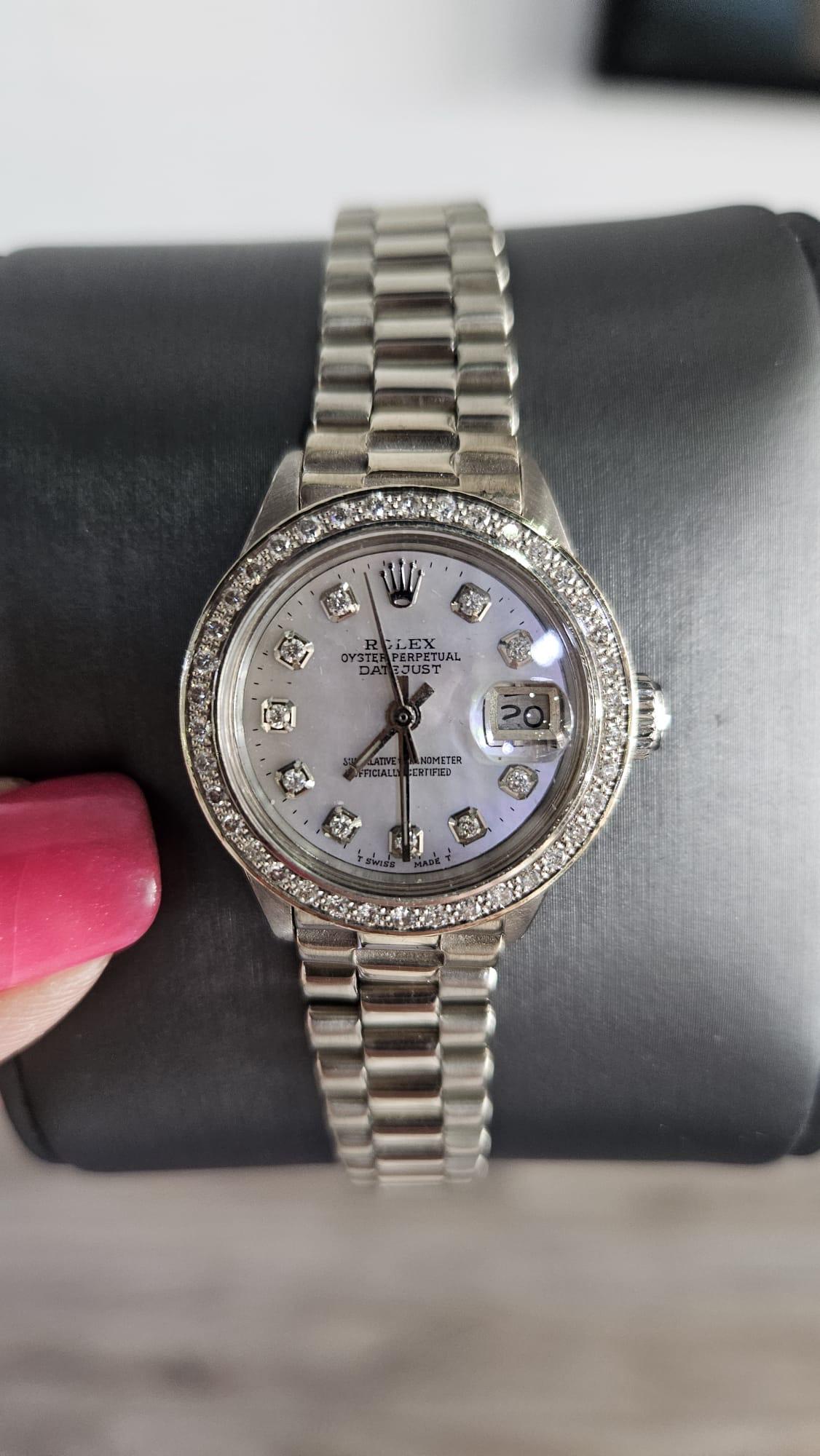 Women's Rolex 6917 Datejust Mother of Pearl Dial and Diamond Bezel Ladies For Sale