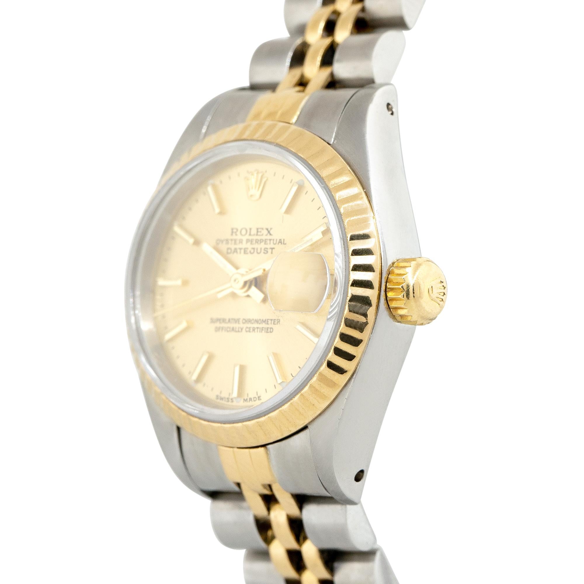 Women's Rolex 6917 Datejust Watch 18k Yellow Gold and Stainless Steel Champagne Dial For Sale