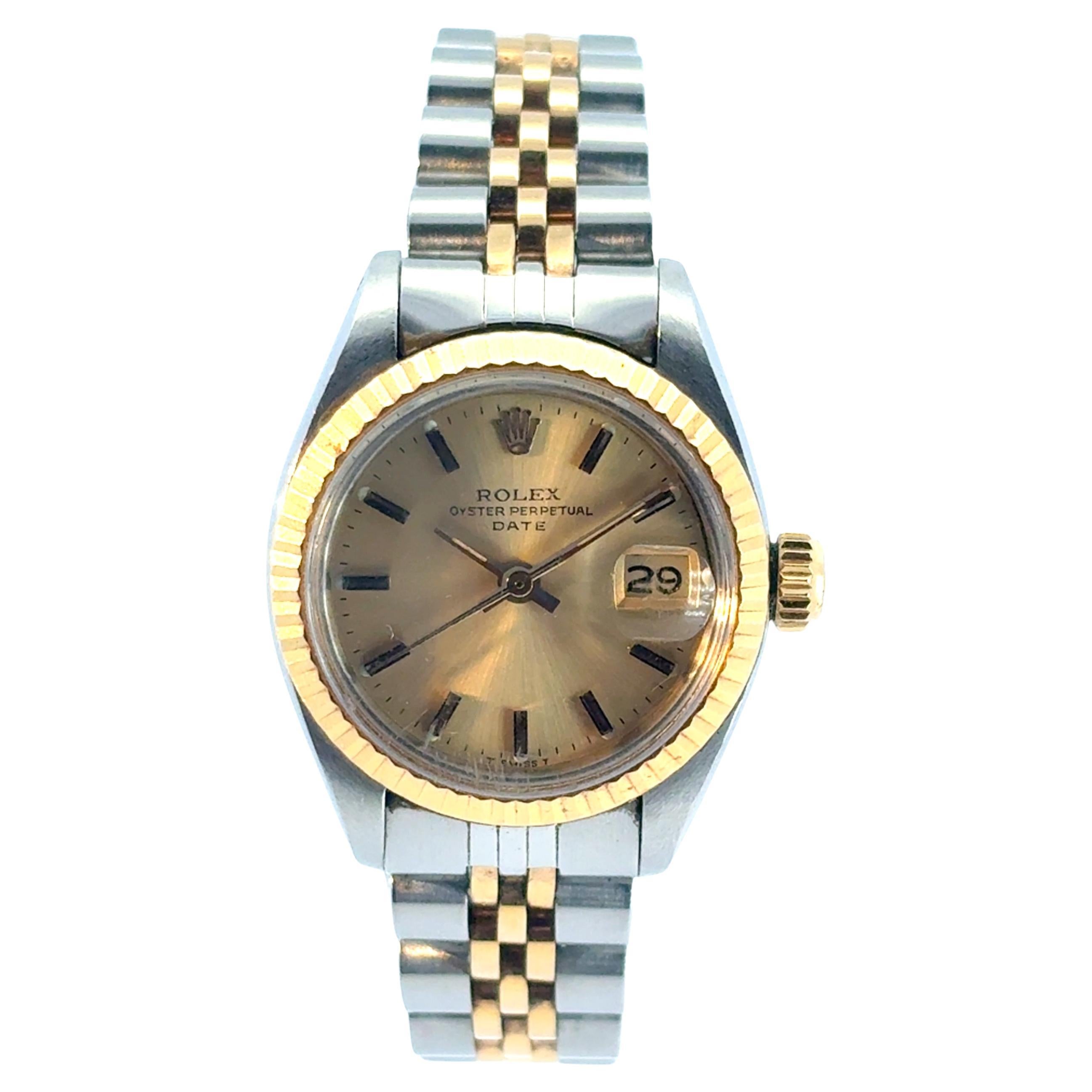 Rolex 6917 Datejust Watch 18k Yellow Gold and Stainless Steel with Champagne Sti
