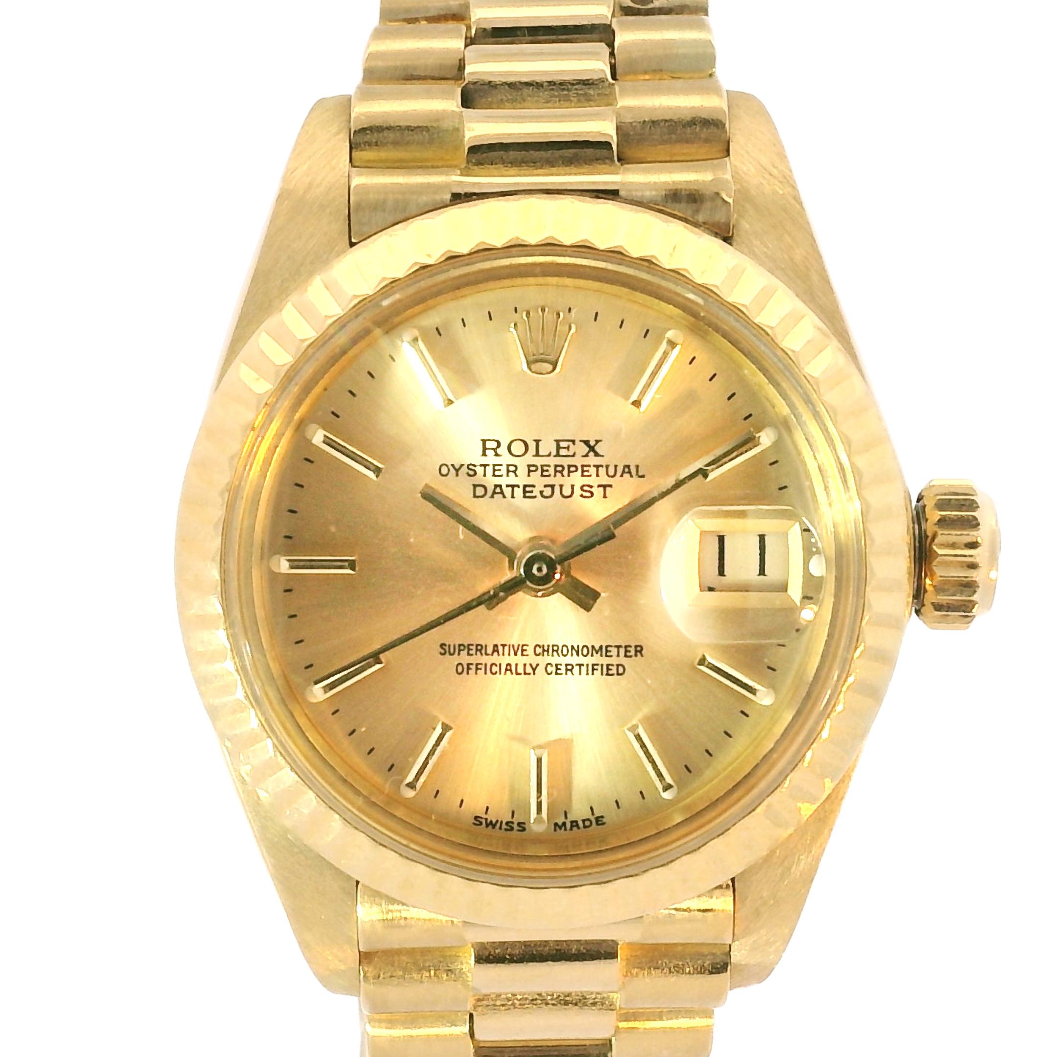 Rolex 6917 Datejust Reloj Oro Amarillo Señora Presidencial 18 Quilates En Stock Moderno