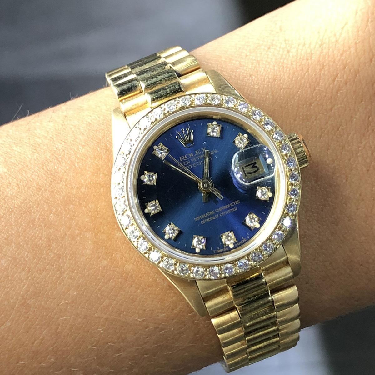 Rolex 6917 Presidential Custom Blue Diamond Dial Ladies Watch 1