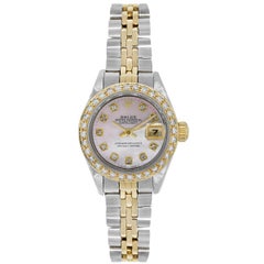 Rolex 69173 Datejust Pink Mother of Pearl Diamond Dial Ladies Watch
