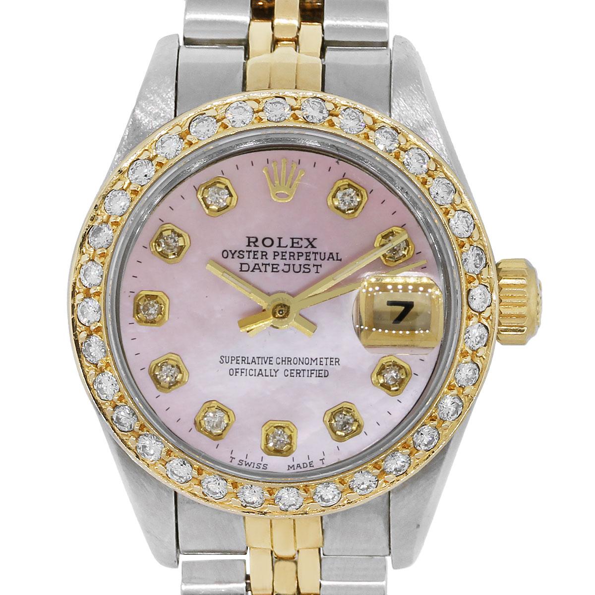 Rolex 69173 Datejust Pink Mother of Pearl Diamond Dial Ladies Watch