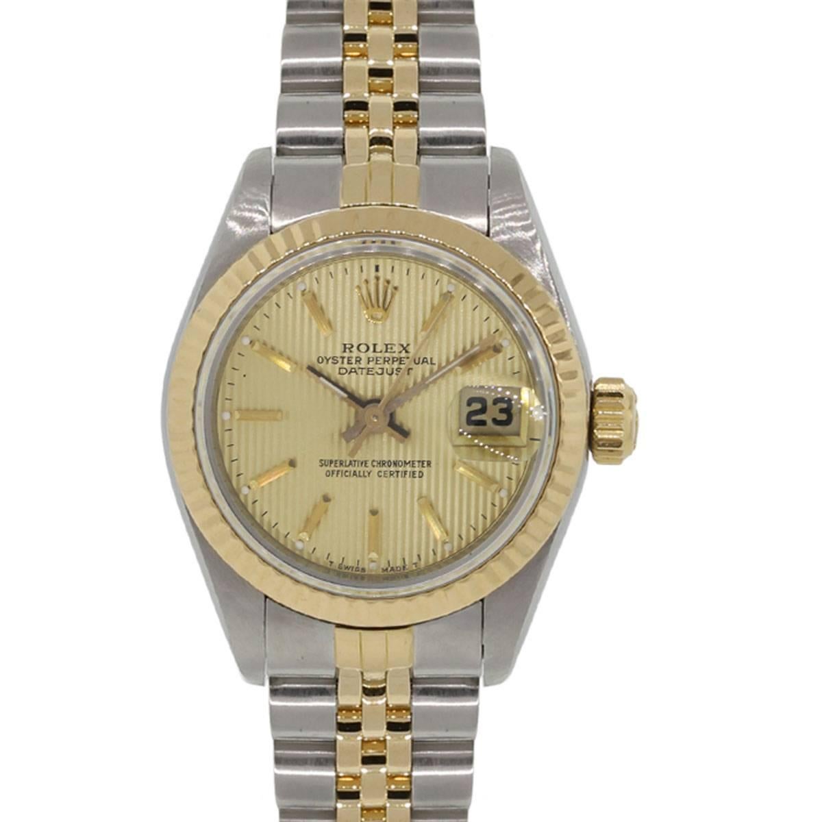 Rolex 69173 Datejust Tapestry Dial Two Tone Wrist Watch