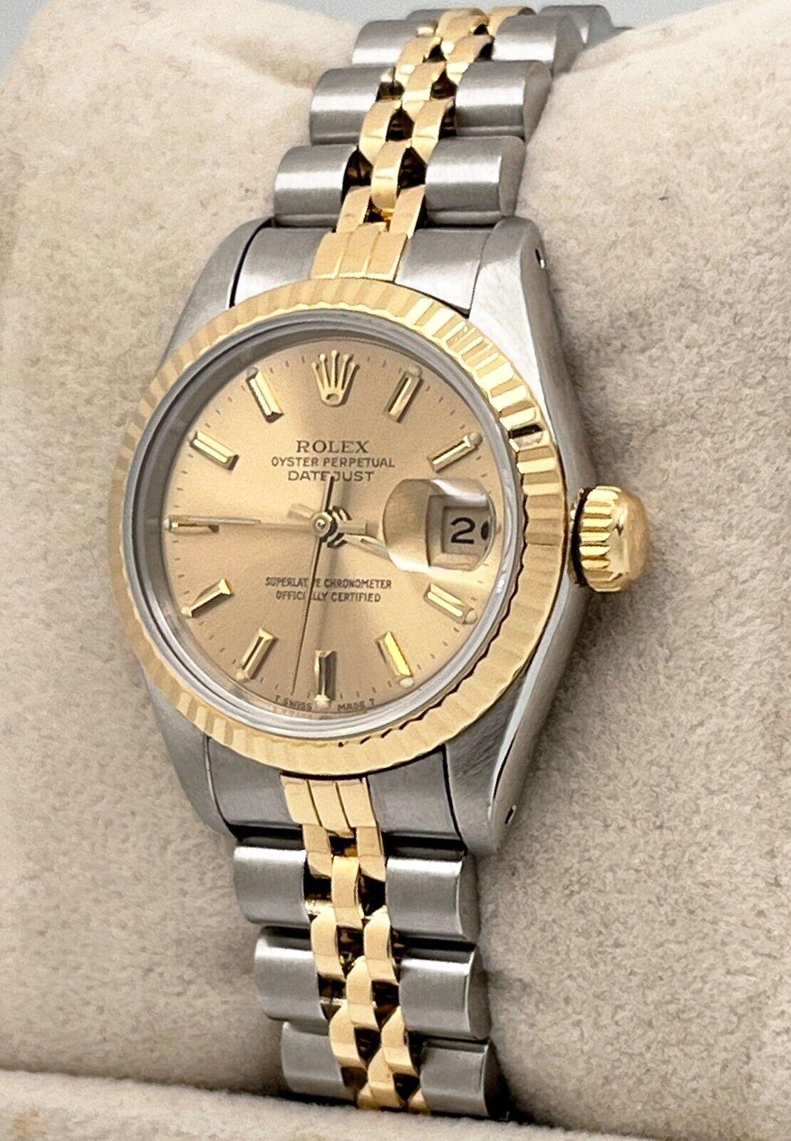 Rolex 69173 Damen Datejust 18K Gelbgold Edelstahl Box Papiere aus Edelstahl im Zustand „Hervorragend“ in San Diego, CA