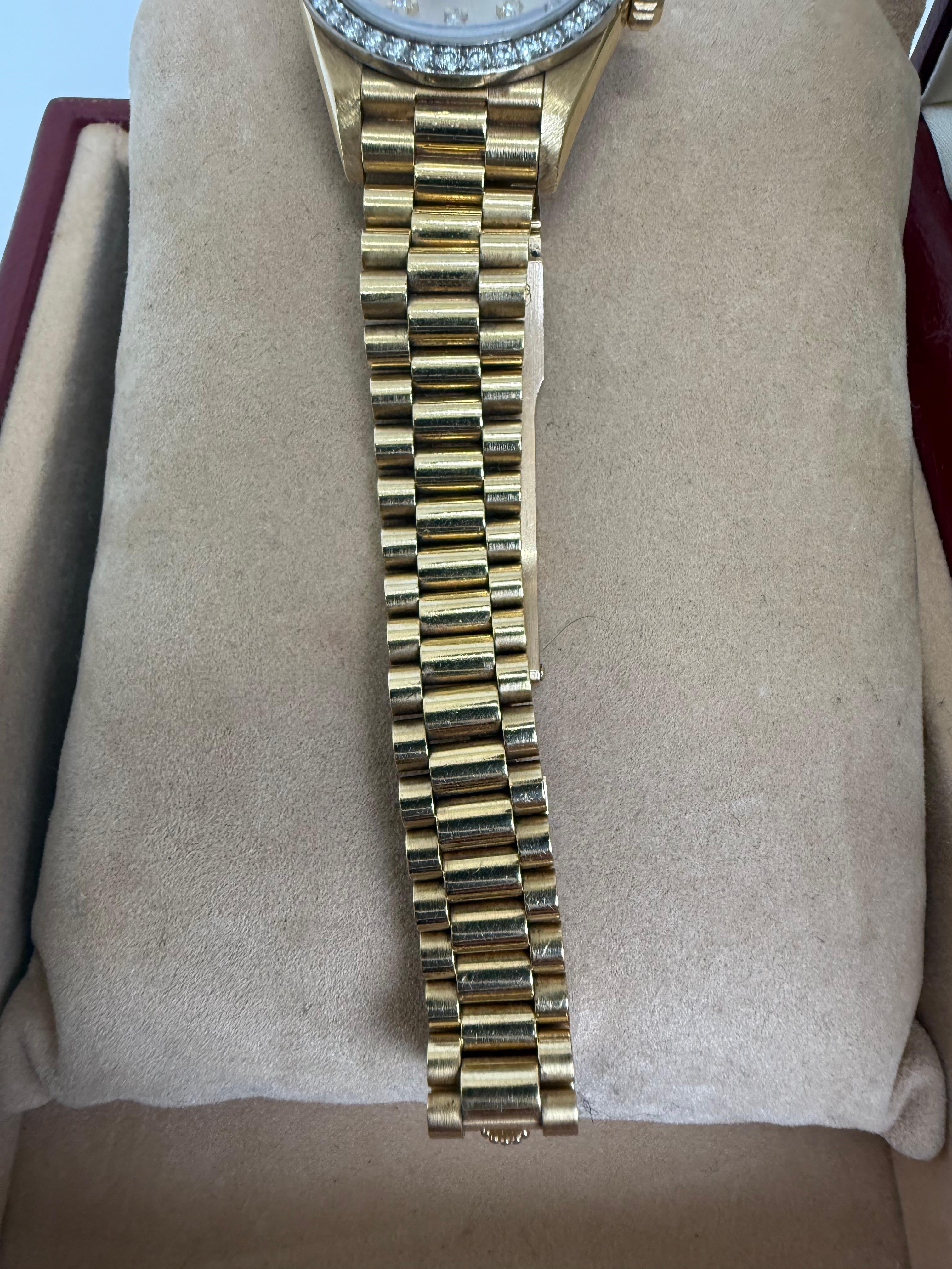 Rolex 69178 Datejust Montre pour dames en or jaune 18k avec lunette et cadran à diamants 26 mm en vente 8