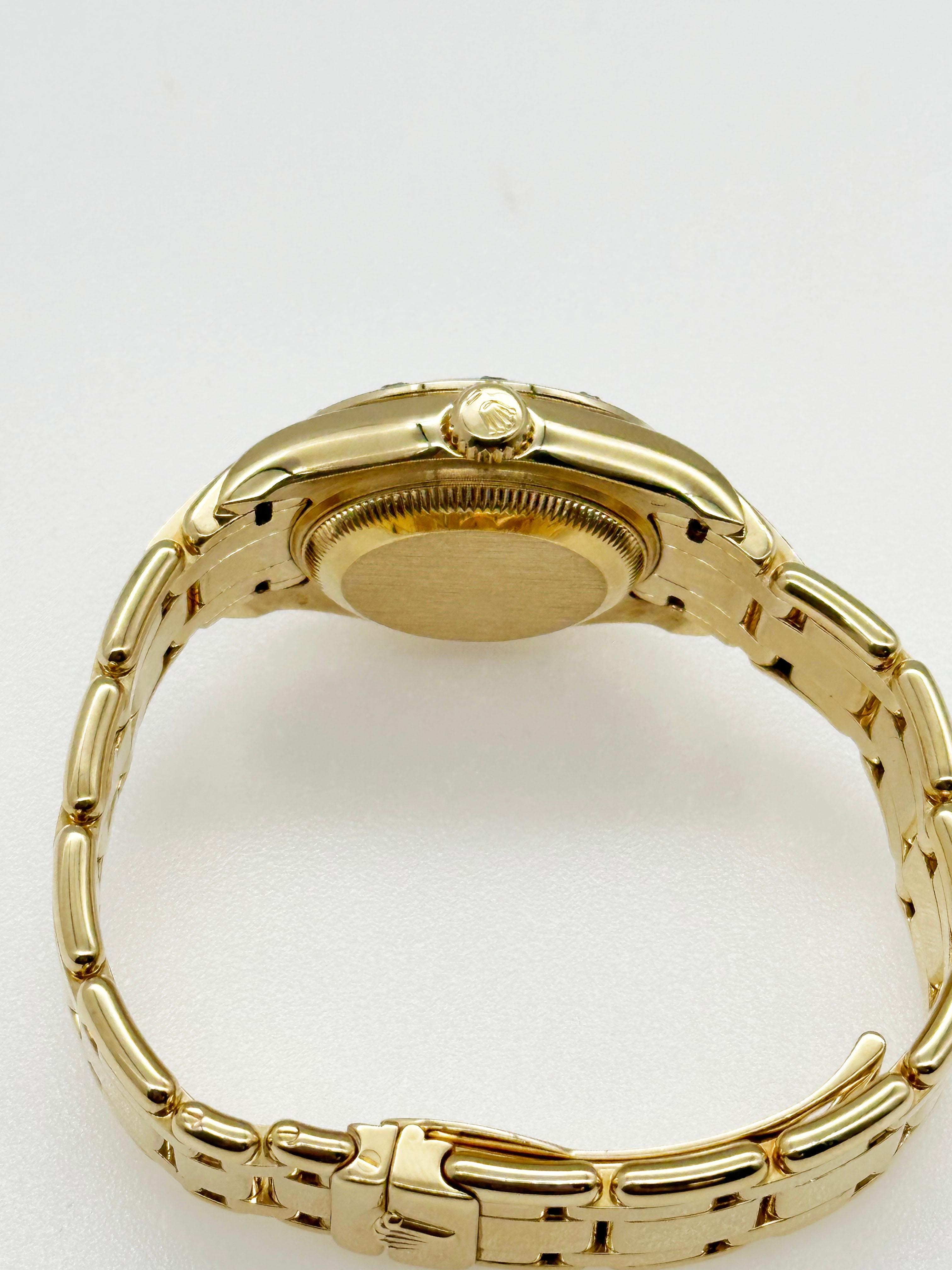 Rolex 69318 Pearlmaster Montre pour femmes très rare avec cadran en or jaune 18 carats et lapis-lazuli en vente 3