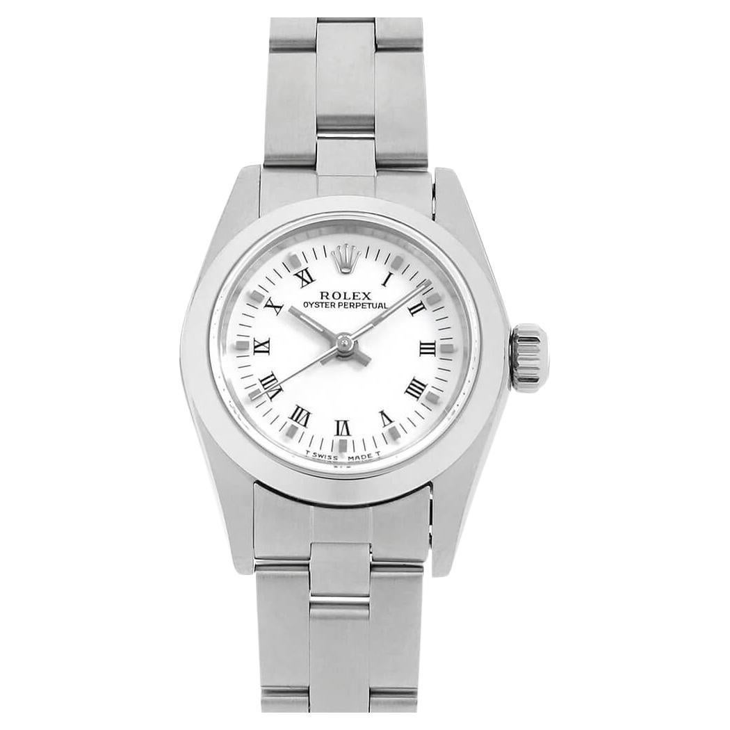 Rolex 76080 Oyster Perpetual, White Center Rome Dial - S No., Used Ladies Watch For Sale