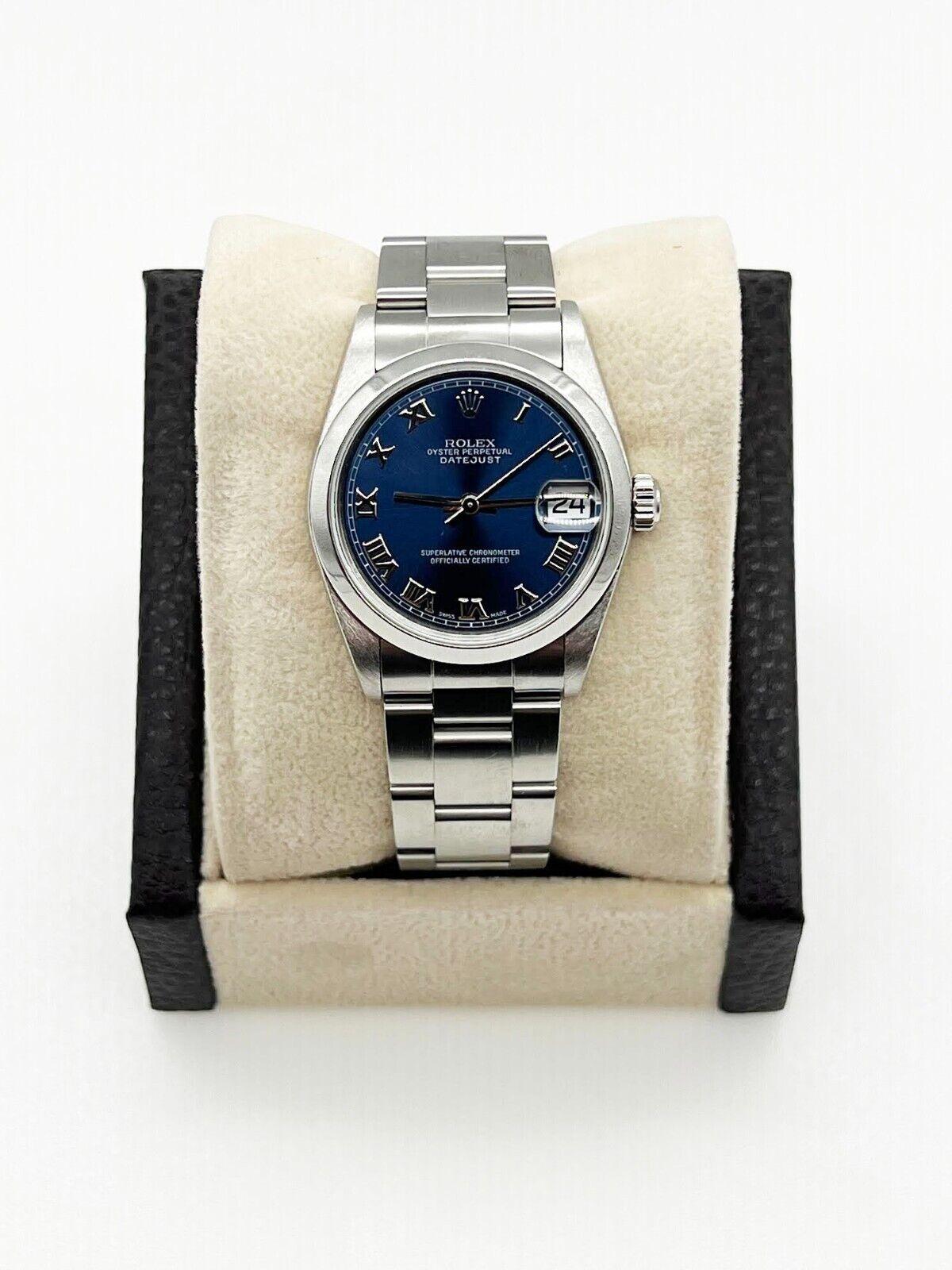  Rolex Montre Datejust 78240 avec cadran romain bleu de taille moyenne en acier inoxydable 31 mm Unisexe 