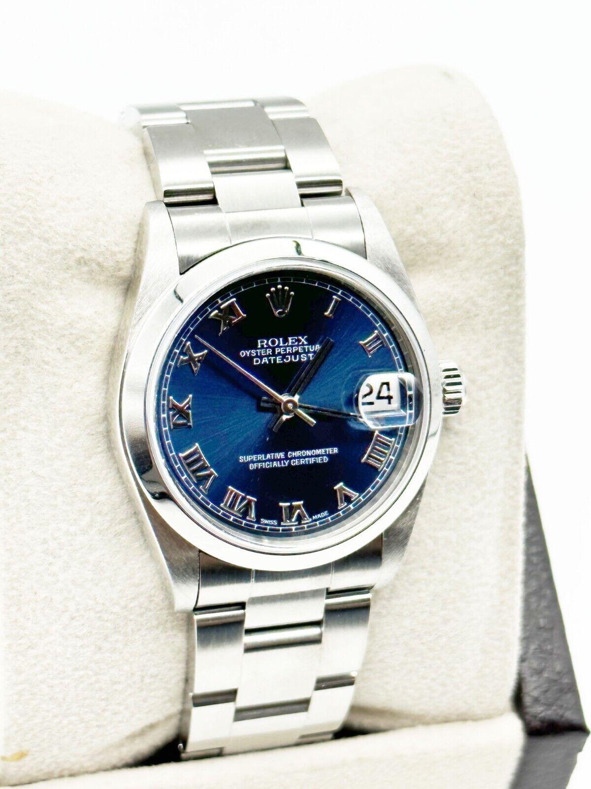 Rolex Montre Datejust 78240 avec cadran romain bleu de taille moyenne en acier inoxydable 31 mm 1