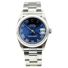 Used Rolex 78240 Datejust Midsize Blue Roman Dial Stainless Steel 31mm