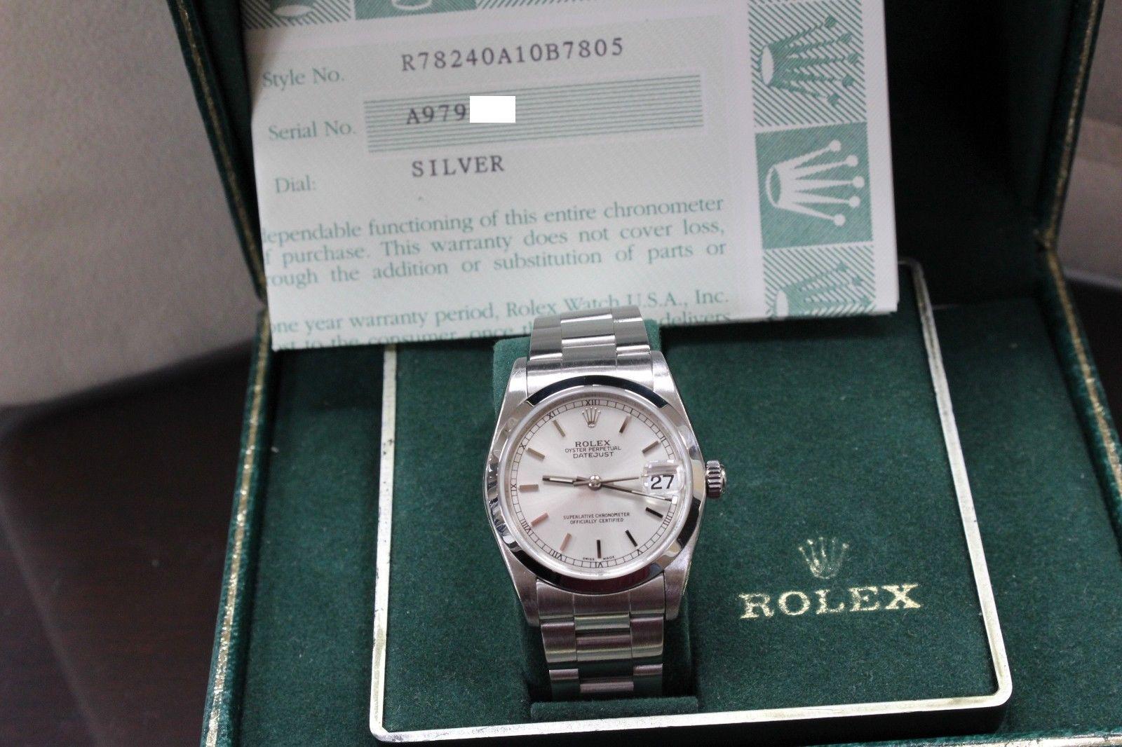 Rolex 78240 Midsize DateJust Stainless Steel Box and Papers 2