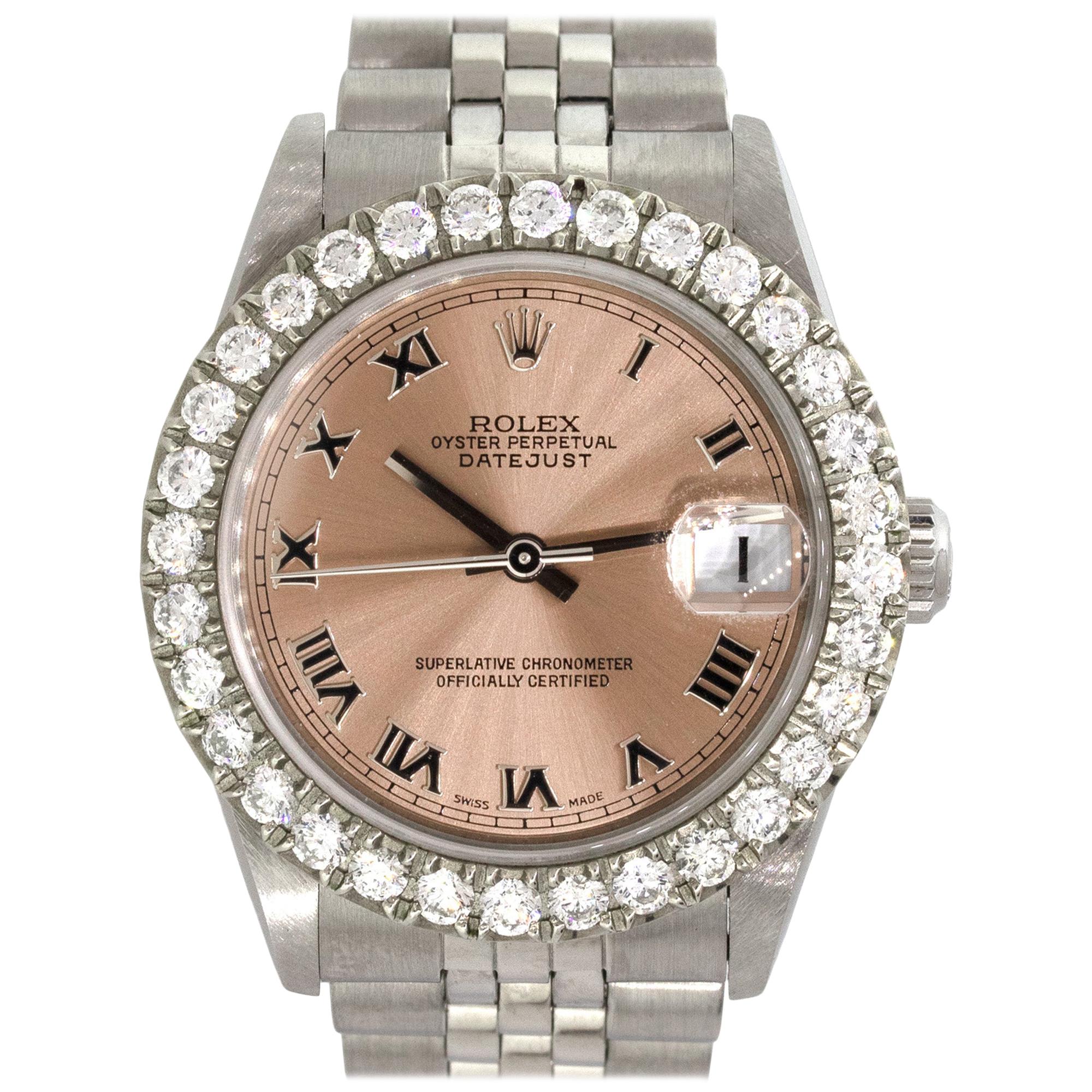 Rolex 78274 Datejust Salmon Dial and Diamond Bezel Ladies Watch
