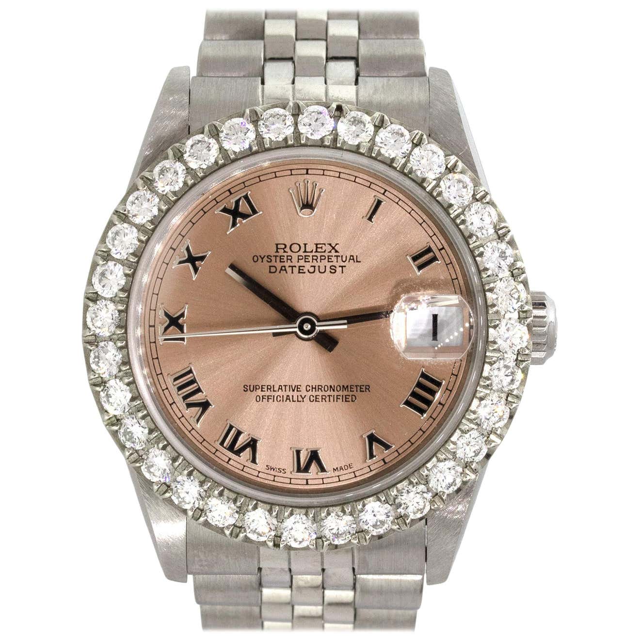 Rolex 78274 Datejust Salmon Dial and Diamond Bezel Ladies Watch at ...