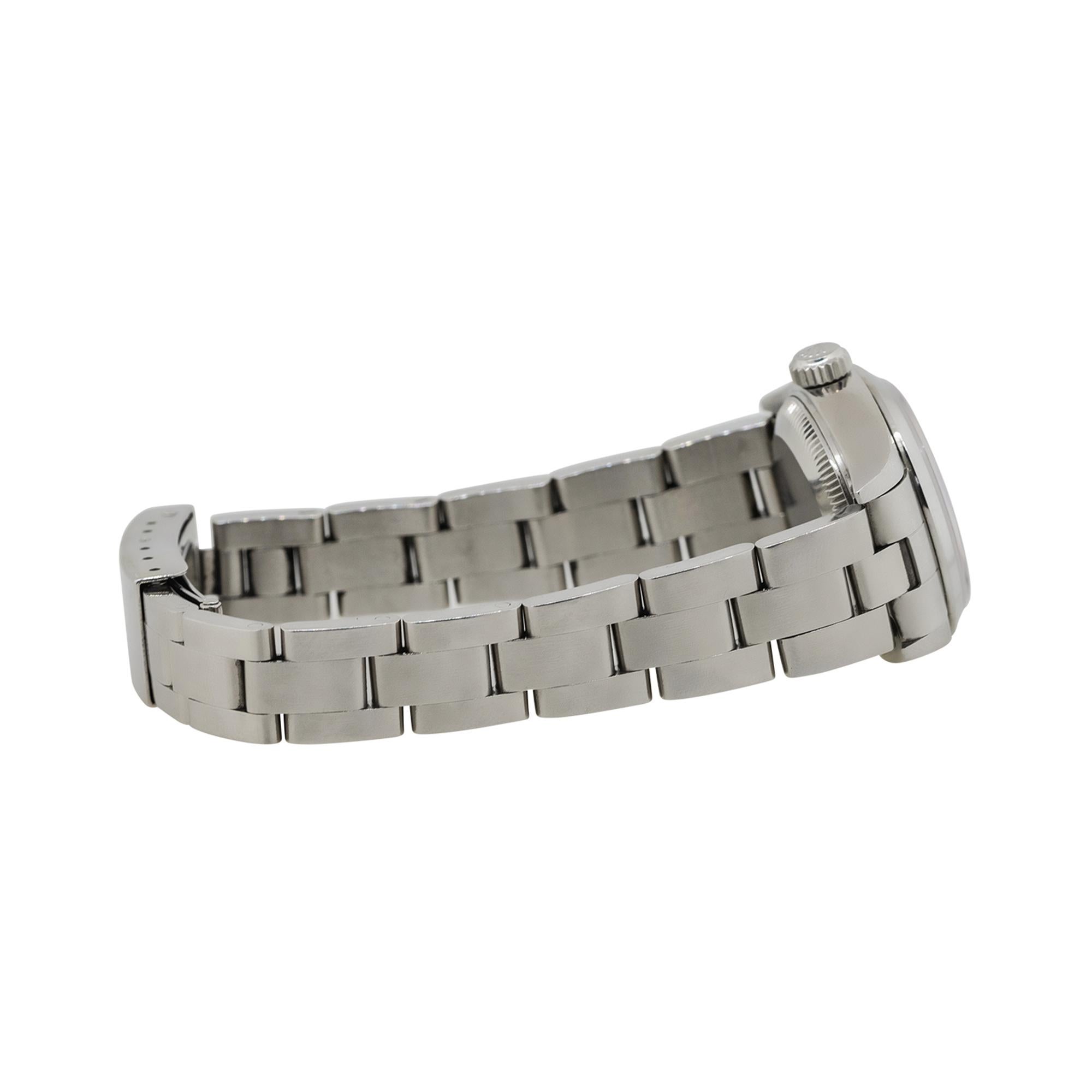 Rolex 79160 Oyster Perpetual Date Stainless Steel White Semi-Arabic Dial Watch For Sale 6