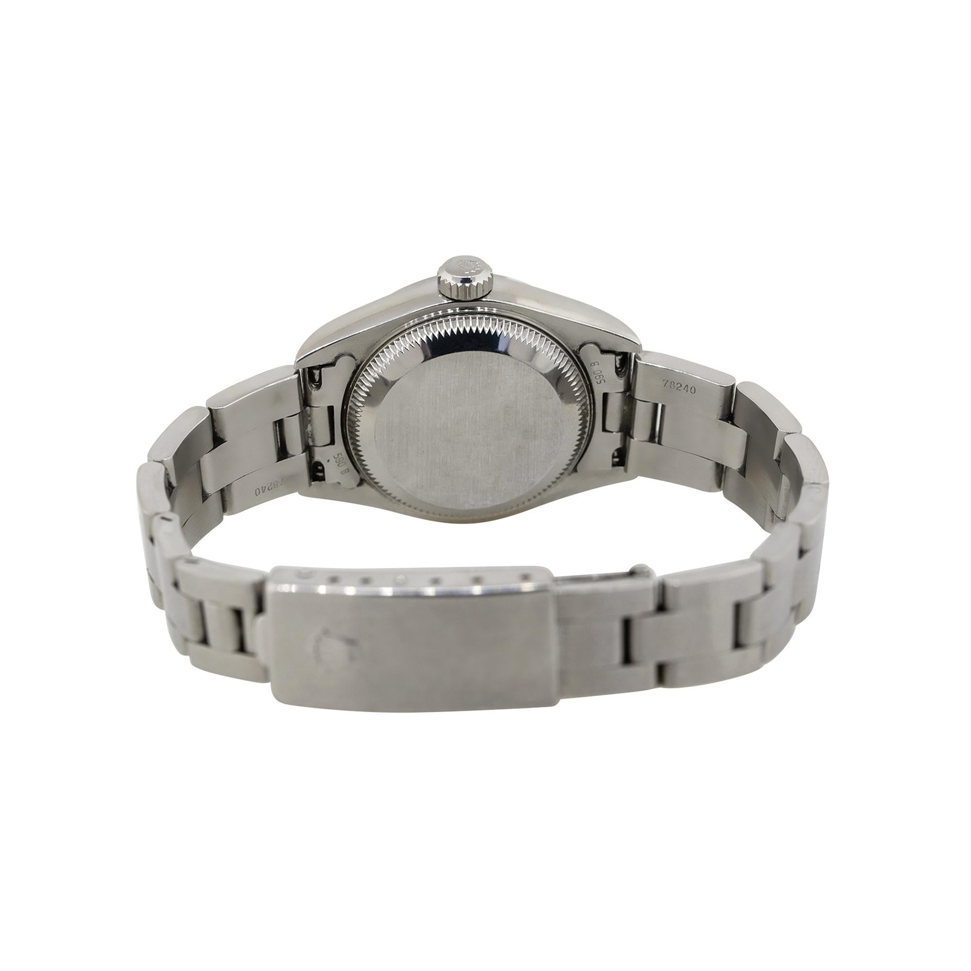 Rolex 79160 Oyster Perpetual Date Stainless Steel White Semi-Arabic Dial Watch For Sale 7