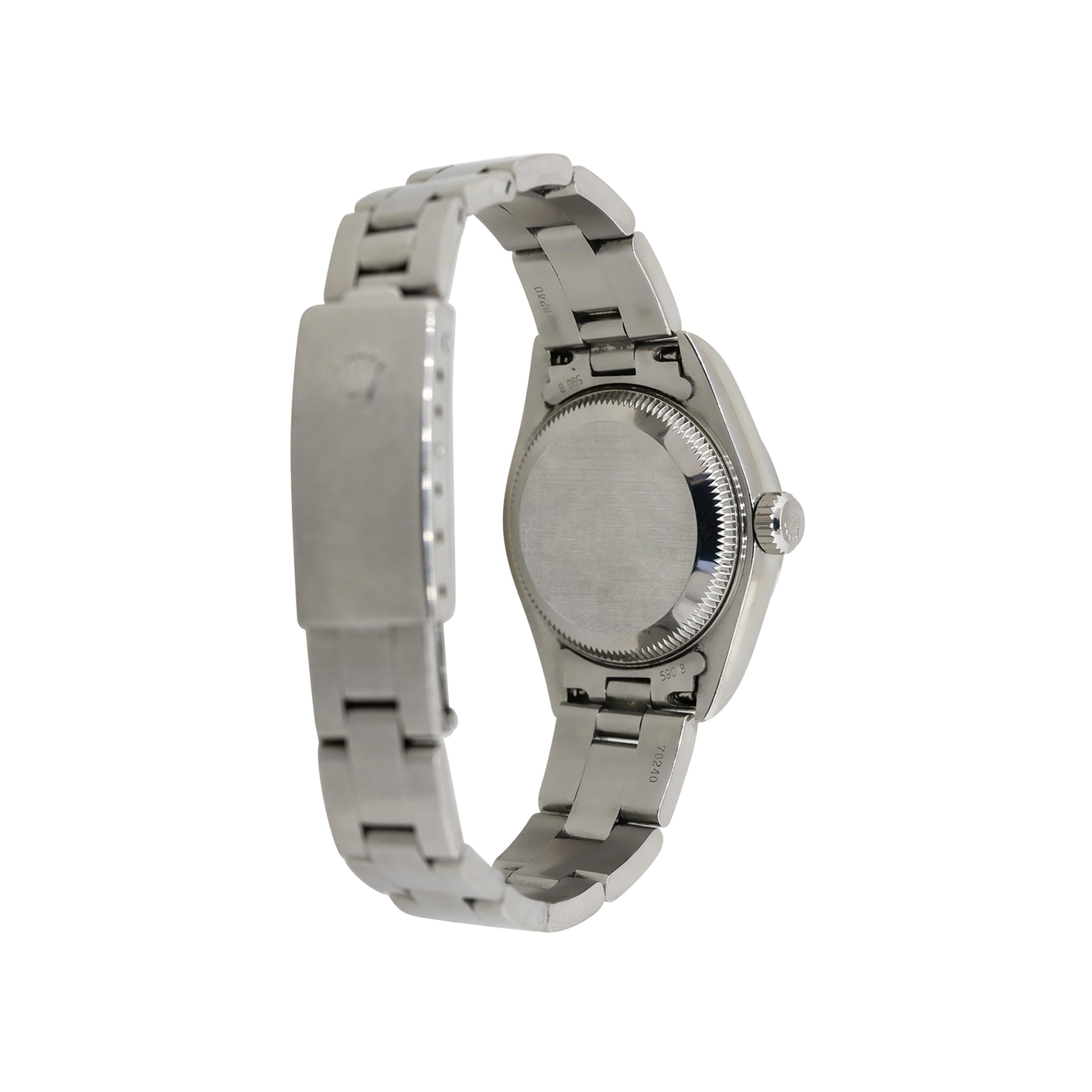 Rolex 79160 Oyster Perpetual Date Stainless Steel White Semi-Arabic Dial Watch For Sale 2