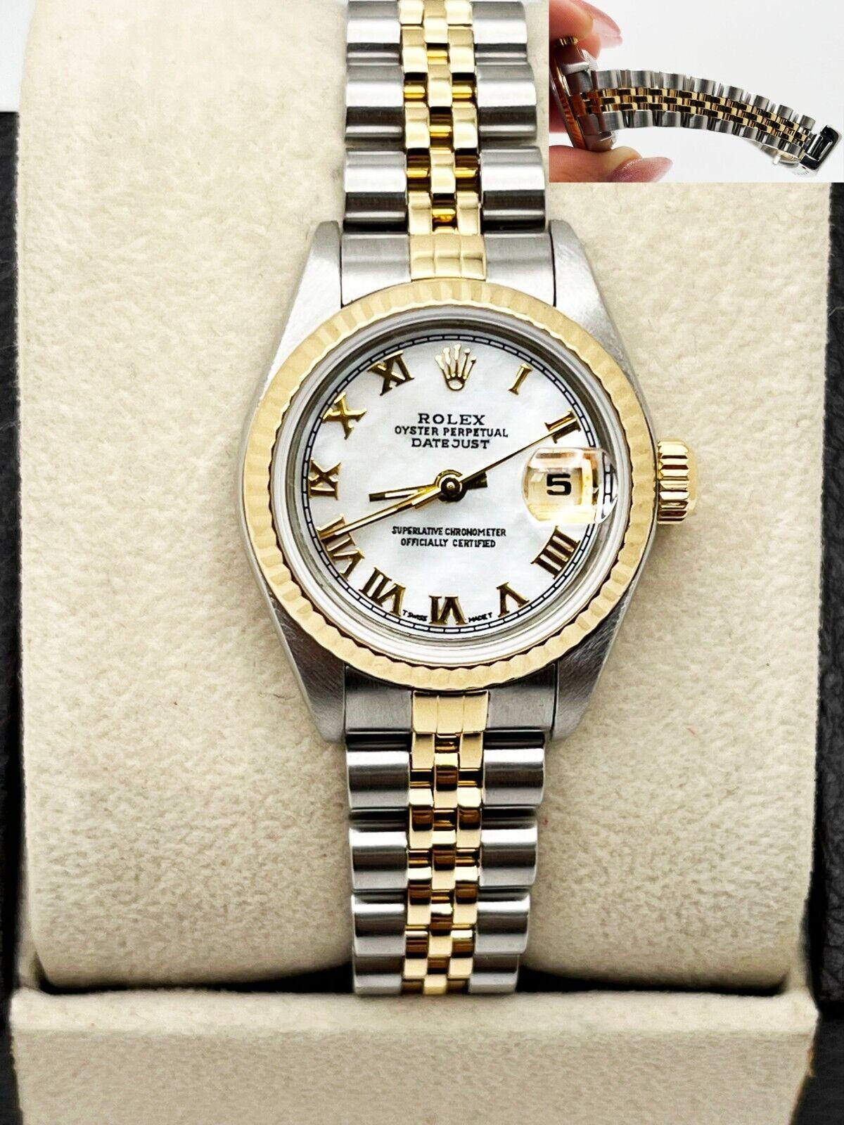 Rolex 79173 Ladies Datejust Mother of Pearl Roman Dial 18K Yellow Gold Steel 1