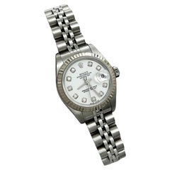 Used Rolex 79174 Ladies Datejust White Diamond Dial Stainless Steel Box Paper 2004