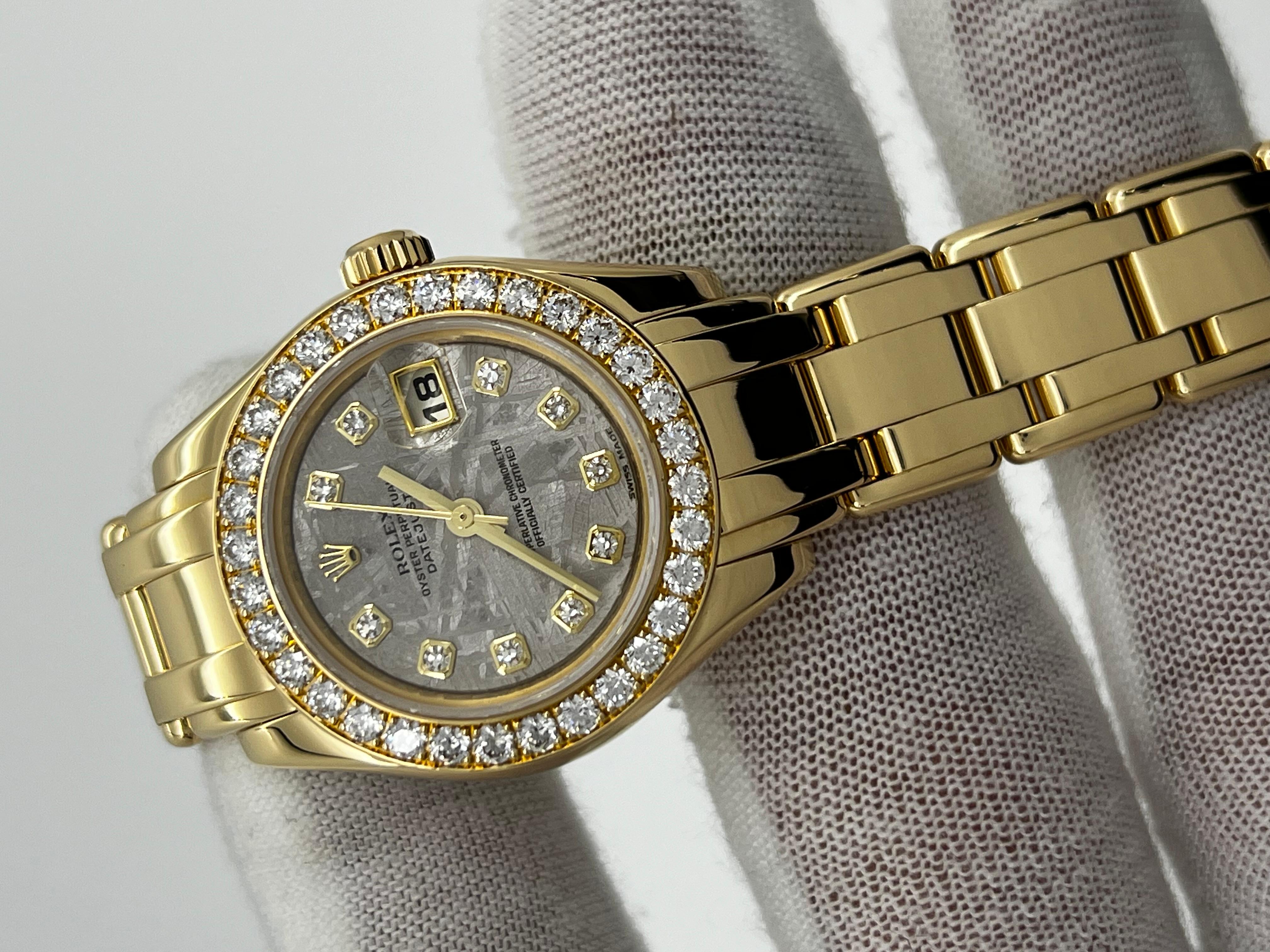 Rolex 80298 Damen Perlenmaster Meteorit Zifferblatt Diamant 18K Gelbgold Box Papier 3