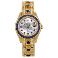 Used Rolex 80308 Yellow Gold Pearlmaster Sapphire and Diamond Ladies Watch